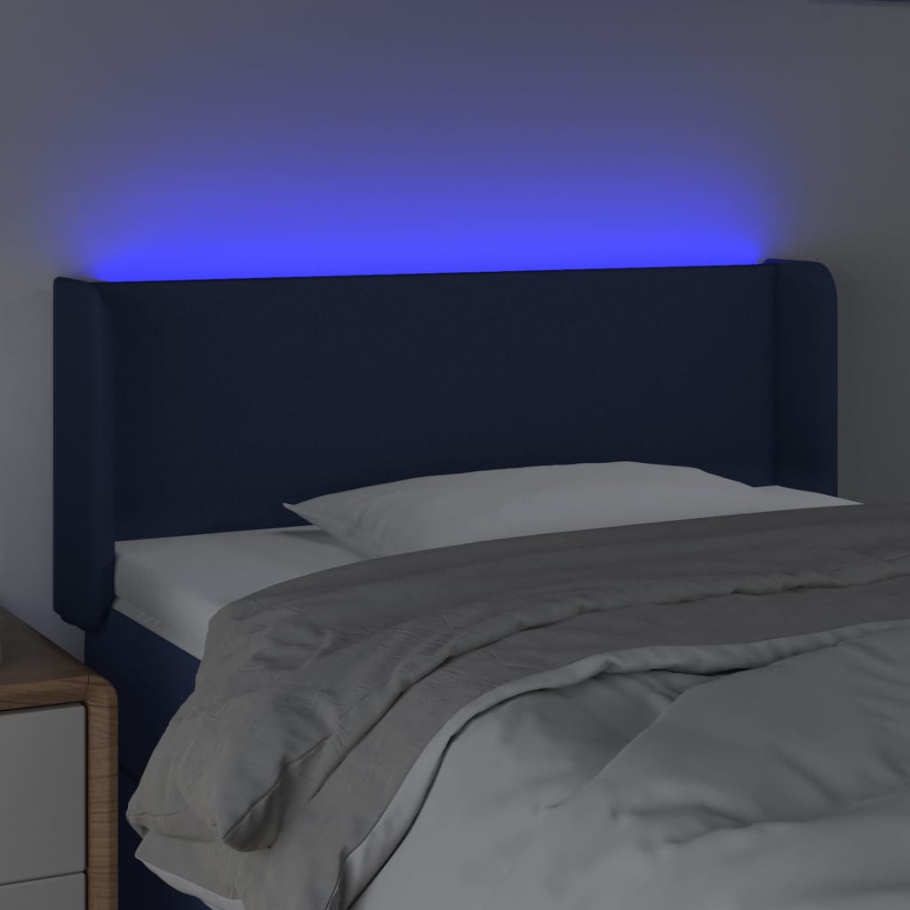 Testiera a LED Blu 93x16x78/88 cm in Tessuto - homemem39