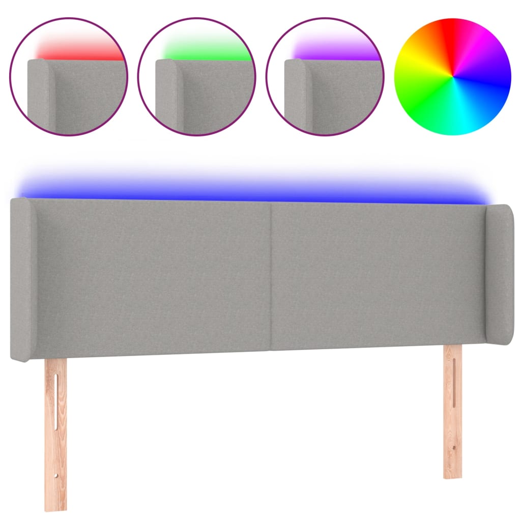Testiera Grigio Chiaro a LED 147x16x78/88 cm in Tessuto - homemem39