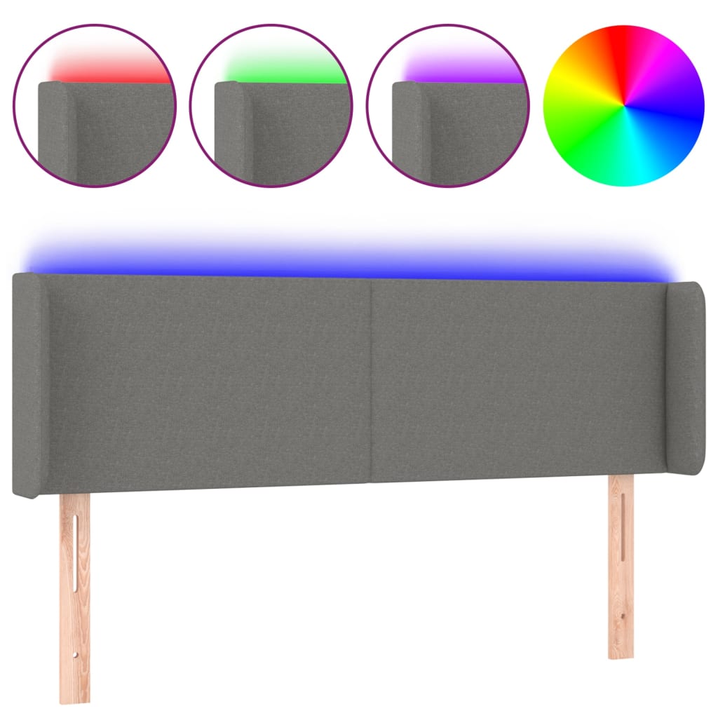 Testiera a LED Grigio Scuro 147x16x78/88 cm in Tessuto - homemem39
