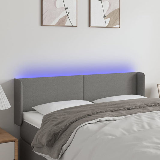 Testiera a LED Grigio Scuro 147x16x78/88 cm in Tessuto - homemem39