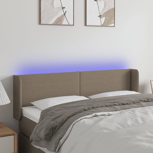 Testiera a LED Tortora 147x16x78/88 cm in Tessuto - homemem39