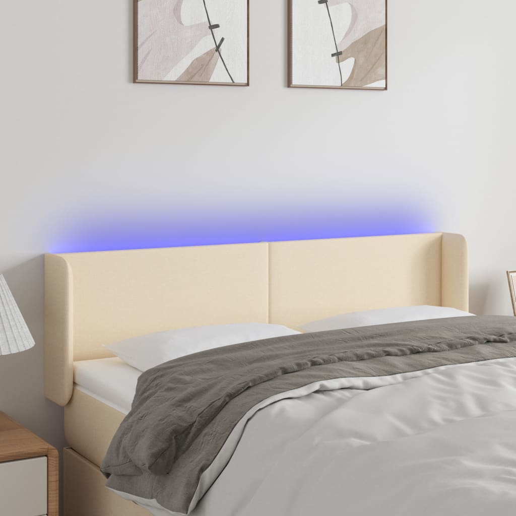 Testiera a LED Crema 147x16x78/88 cm in Tessuto - homemem39