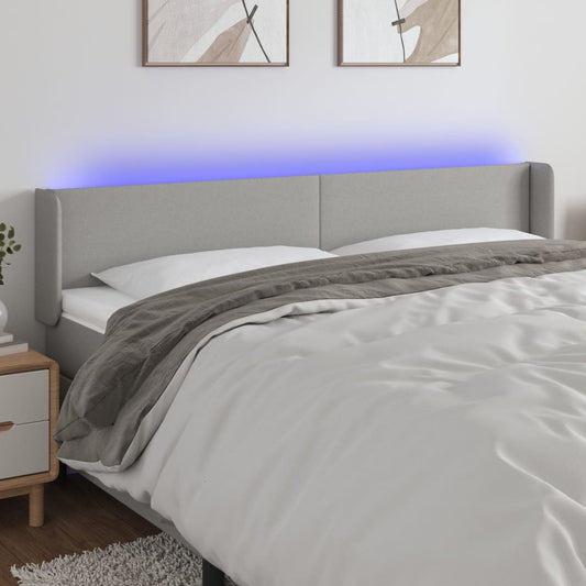 Testiera a LED Grigio Chiaro 163x16x78/88 cm in Tessuto - homemem39