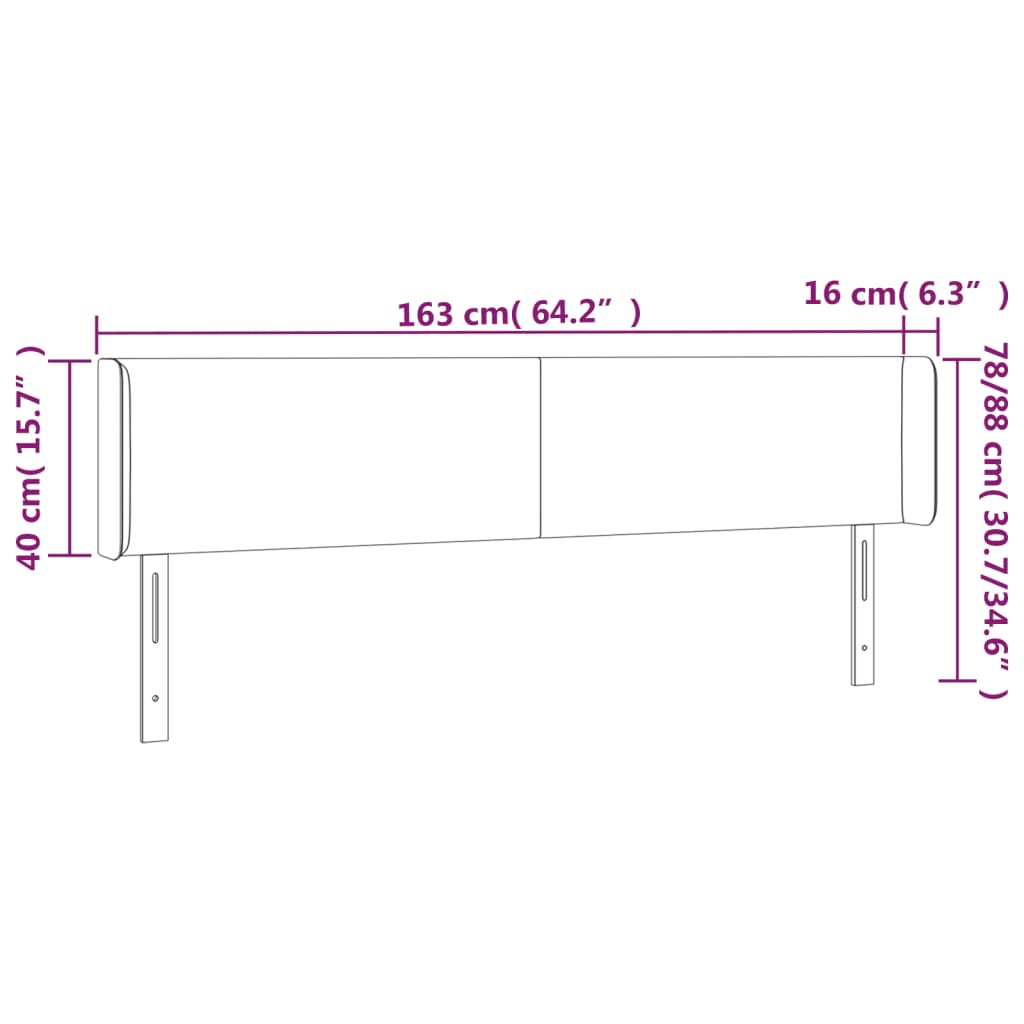 Testiera a LED Tortora 163x16x78/88 cm in Tessuto - homemem39