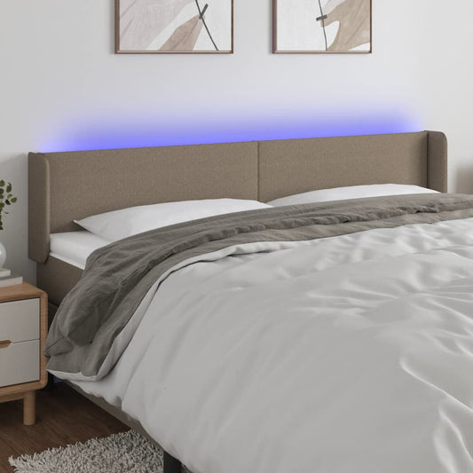 Testiera a LED Tortora 163x16x78/88 cm in Tessuto - homemem39