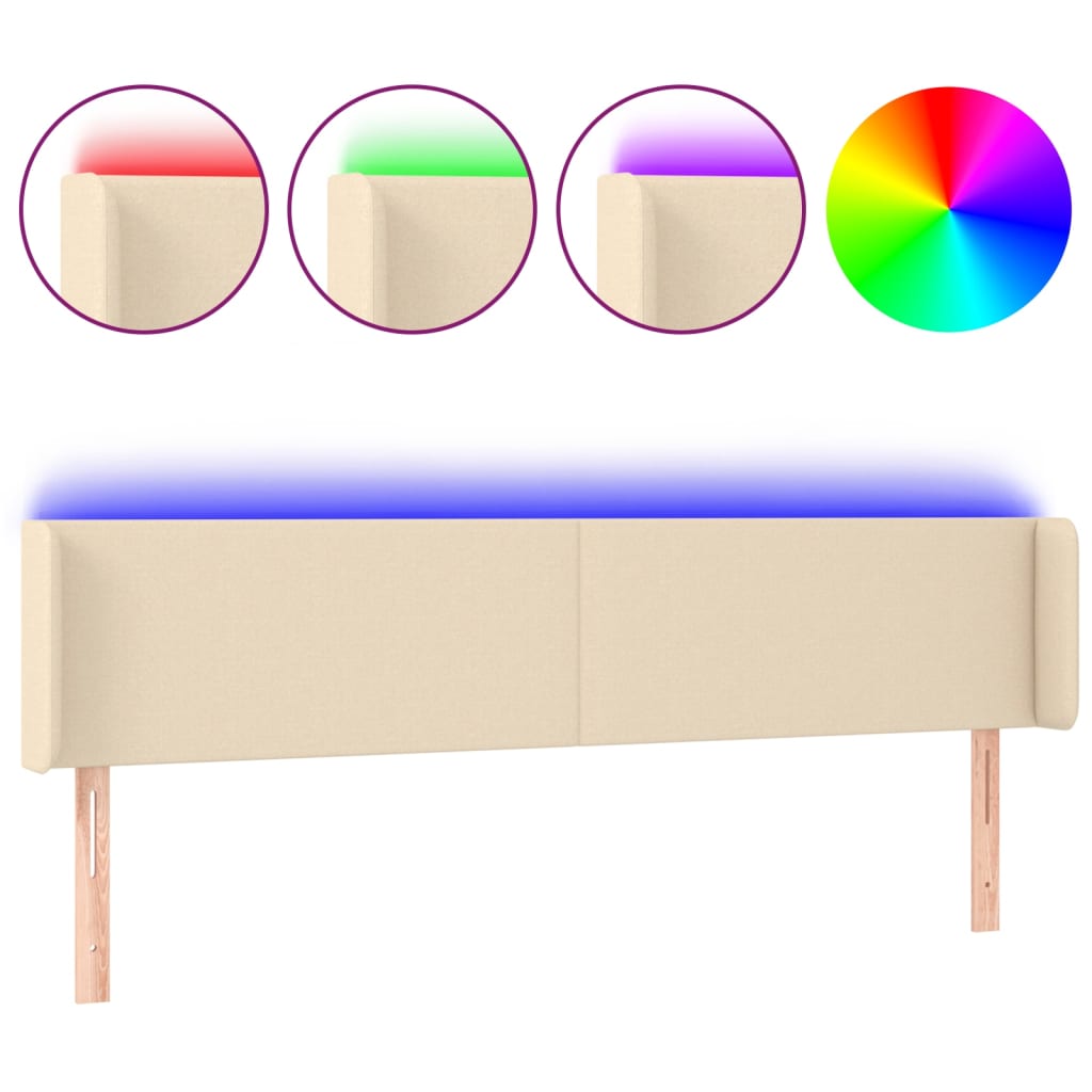 Testiera a LED Crema 163x16x78/88 cm in Tessuto - homemem39