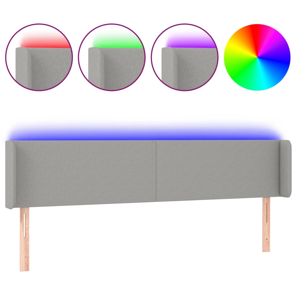 Testiera a LED Grigio Chiaro 183x16x78/88 cm in Tessuto - homemem39