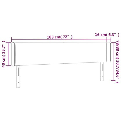 Testiera a LED Grigio Scuro 183x16x78/88 cm in Tessuto - homemem39