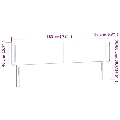 Testiera a LED Crema 183x16x78/88 cm in Tessuto - homemem39