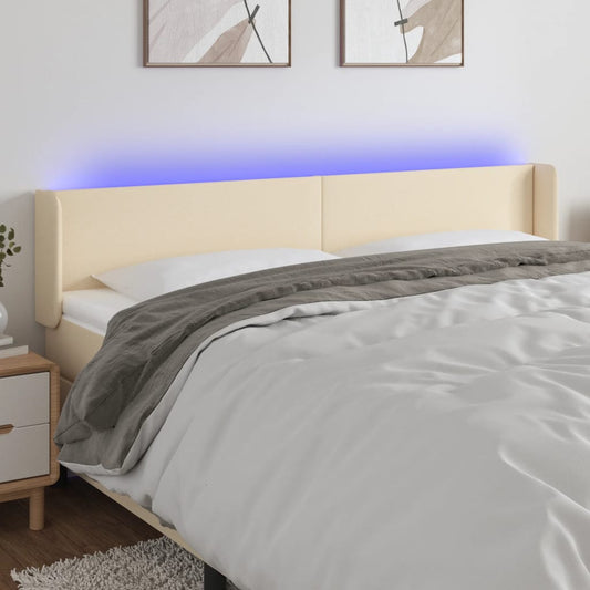 Testiera a LED Crema 203x16x78/88 cm in Tessuto - homemem39