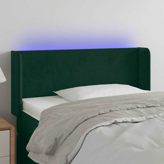 Testiera a LED Verde Scuro 83x16x78/88 cm in Velluto