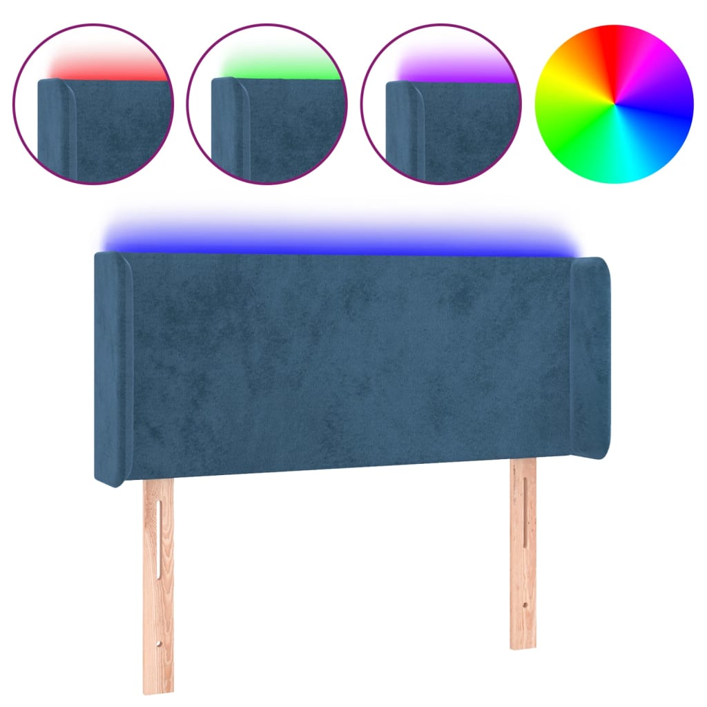 Testiera a LED Blu Scuro 83x16x78/88 cm in Velluto - homemem39