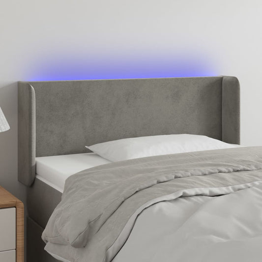 Testiera Grigio Chiaro a LED 93x16x78/88 cm in Velluto - homemem39