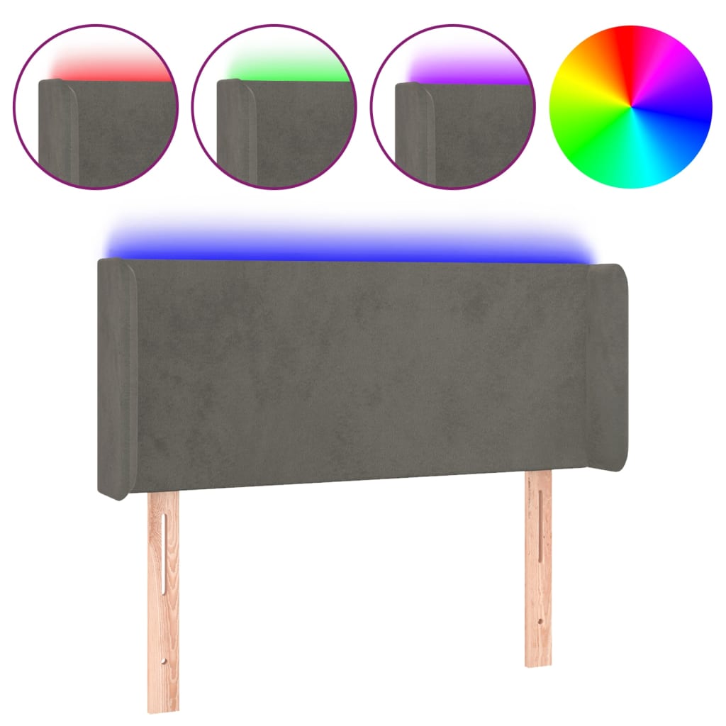 Testiera a LED Grigio Scuro 93x16x78/88 cm in Velluto - homemem39