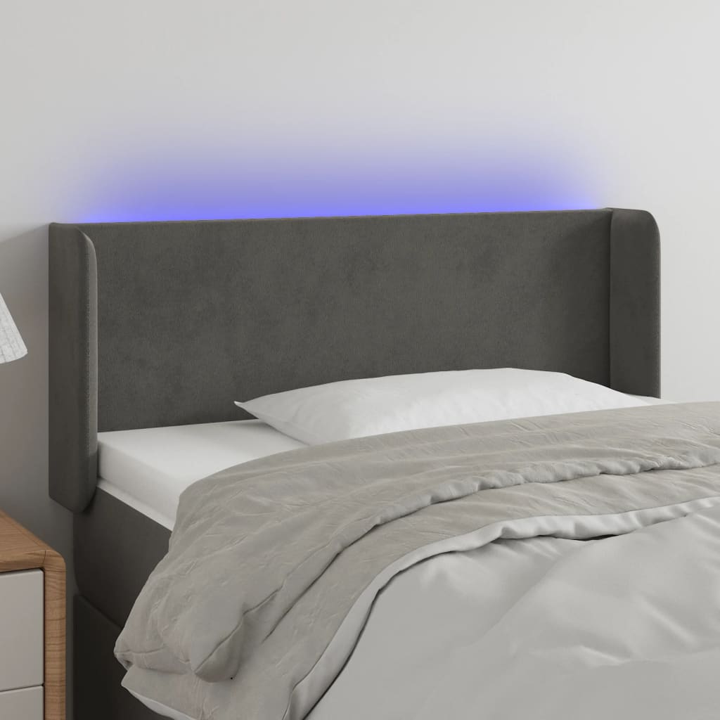 Testiera a LED Grigio Scuro 93x16x78/88 cm in Velluto - homemem39