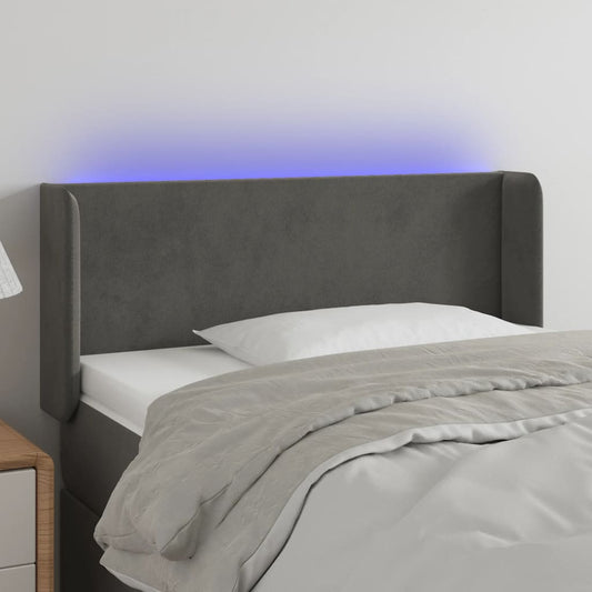 Testiera a LED Grigio Scuro 93x16x78/88 cm in Velluto - homemem39