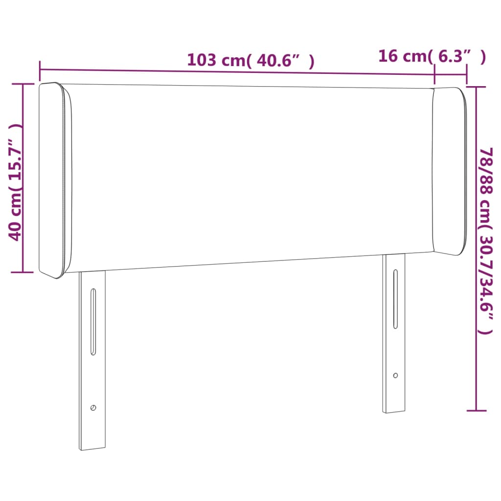 Testiera a LED Nera 103x16x78/88 cm in Velluto - homemem39