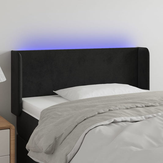 Testiera a LED Nera 103x16x78/88 cm in Velluto - homemem39