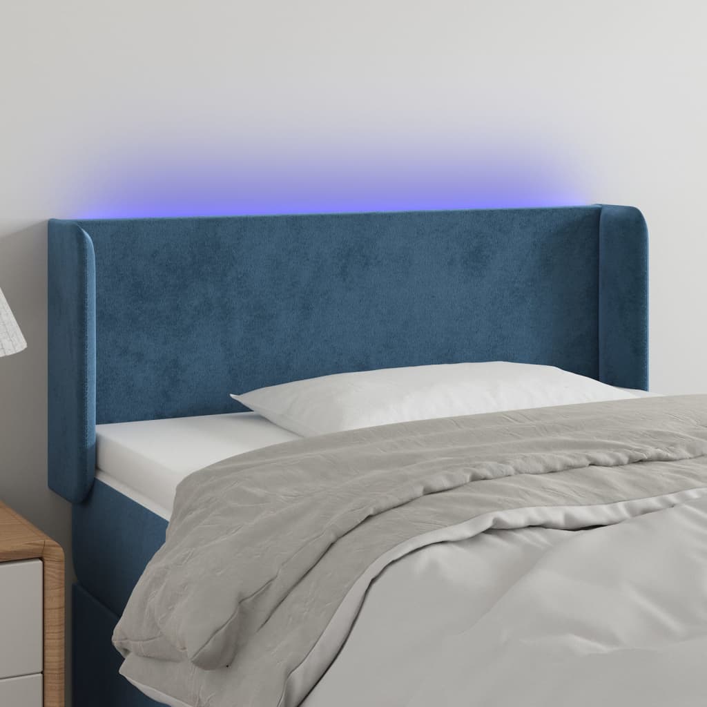 Testiera a LED Blu Scuro 103x16x78/88 cm in Velluto - homemem39