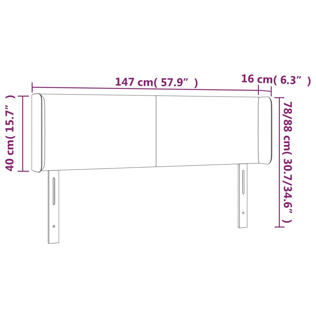 Testiera a LED Nera 147x16x78/88 cm in Velluto - homemem39