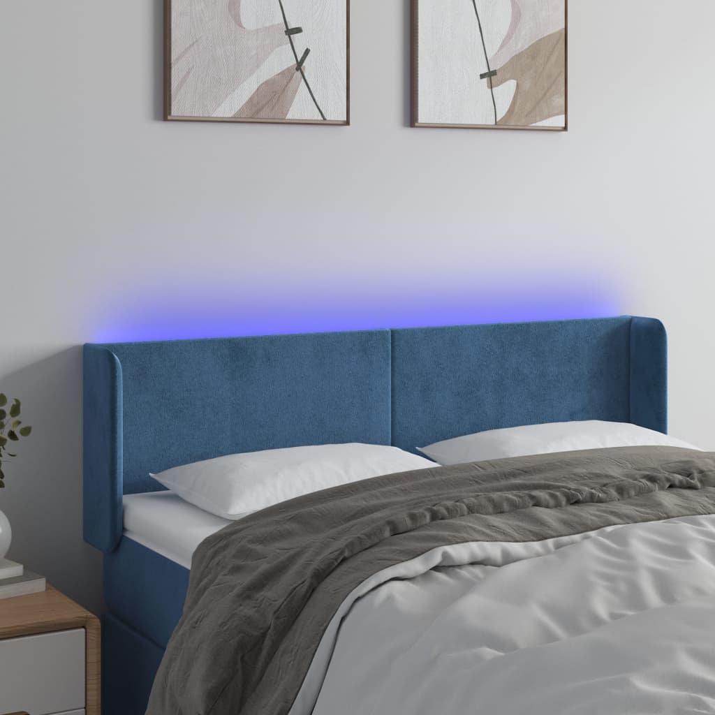 Testiera a LED Blu Scuro 147x16x78/88 cm in Velluto - homemem39