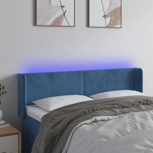 Testiera a LED Blu Scuro 147x16x78/88 cm in Velluto - homemem39