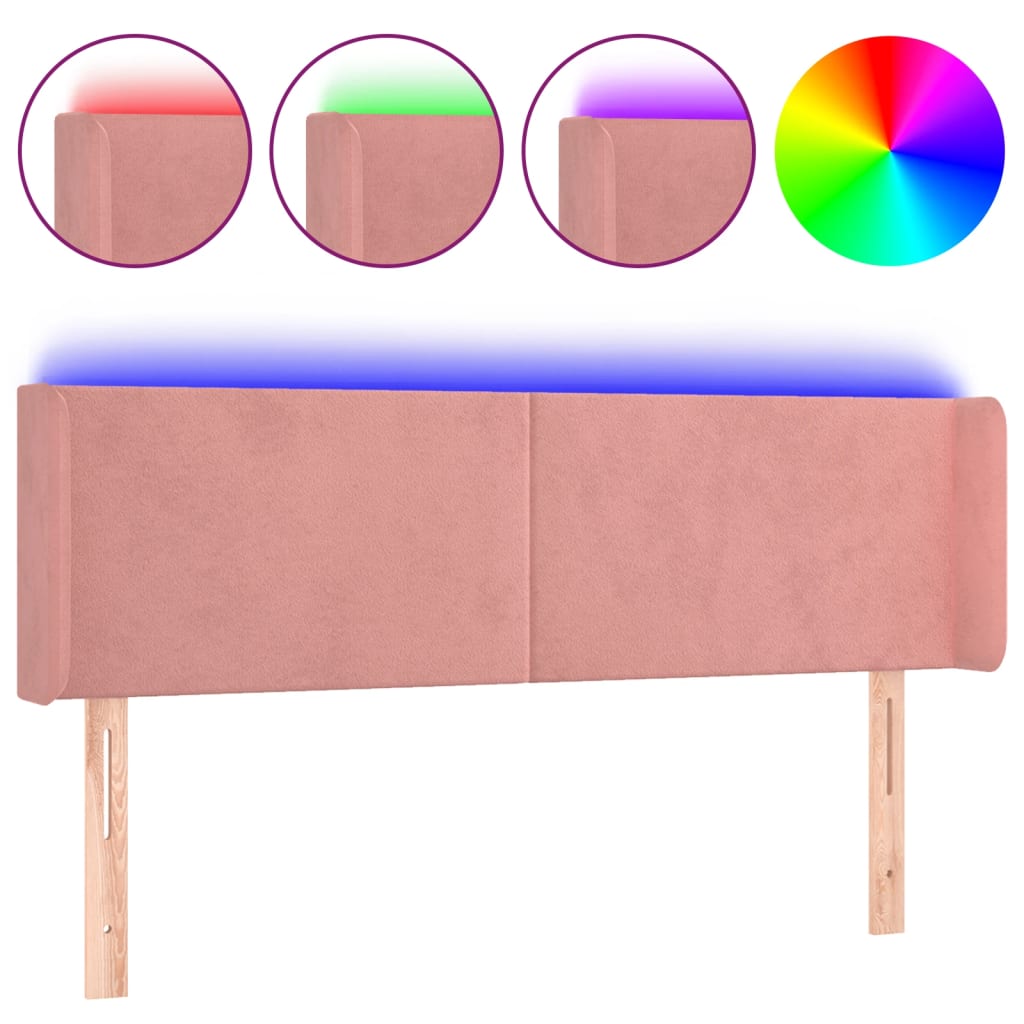 Testiera a LED Rosa 147x16x78/88 cm in Velluto - homemem39