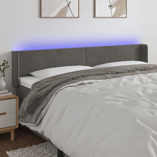 Testiera a LED Grigio Scuro 163x16x78/88 cm in Velluto - homemem39