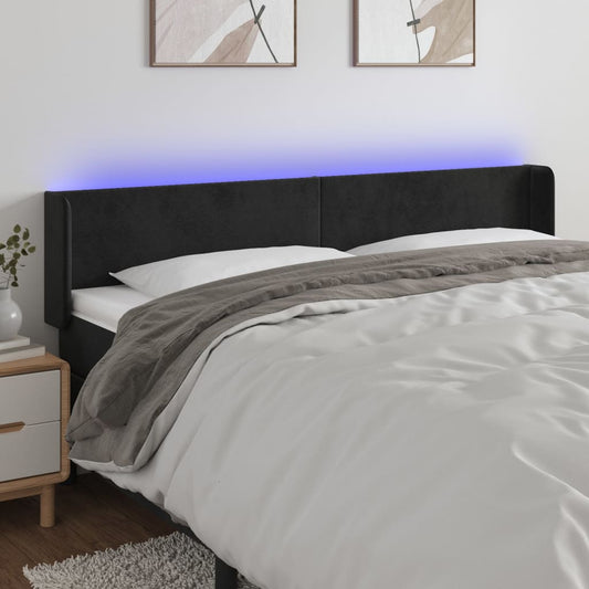 Testiera a LED Nera 163x16x78/88 cm in Velluto - homemem39