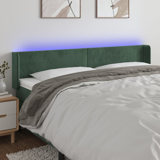 Testiera a LED Verde Scuro 163x16x78/88 cm in Velluto - homemem39