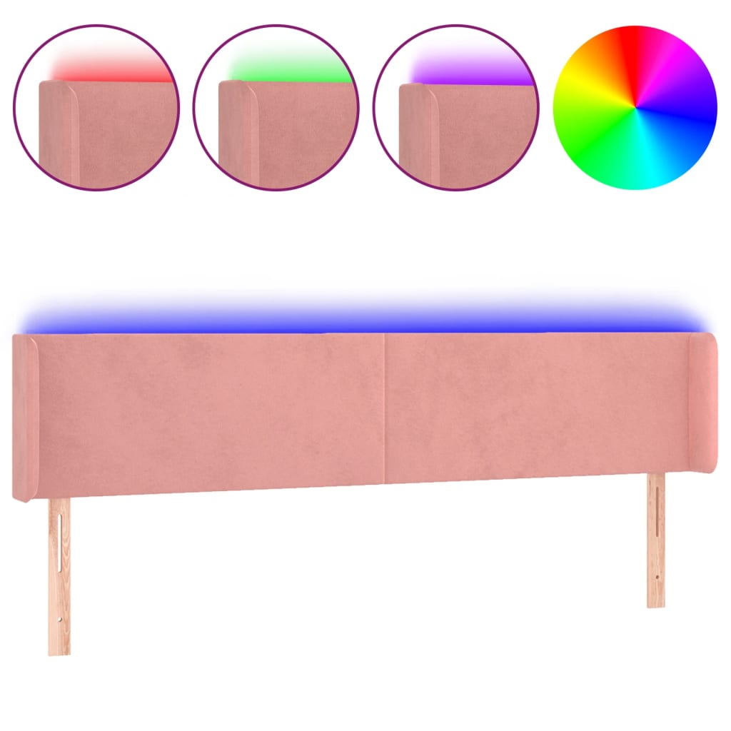 Testiera a LED Rosa 163x16x78/88 cm in Velluto - homemem39