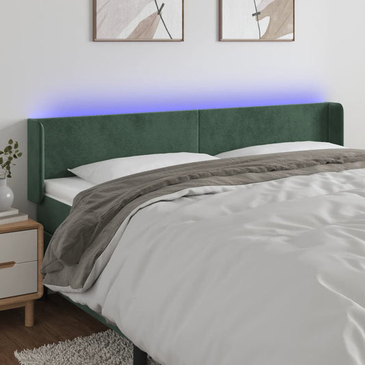 Testiera a LED Verde Scuro 183x16x78/88 cm in Velluto - homemem39