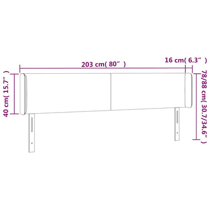 Testiera a LED Blu Scuro 203x16x78/88 cm in Velluto | homemem39