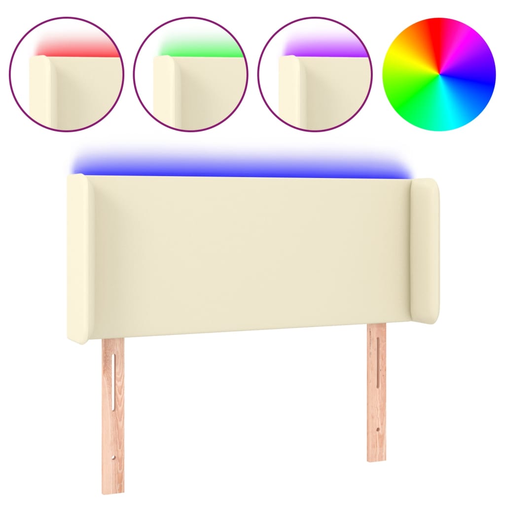 Testiera a LED Crema 83x16x78/88 cm in Similpelle