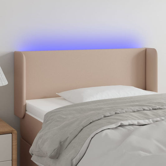 Testiera Cappuccino a LED 93x16x78/88 cm in Similpelle - homemem39