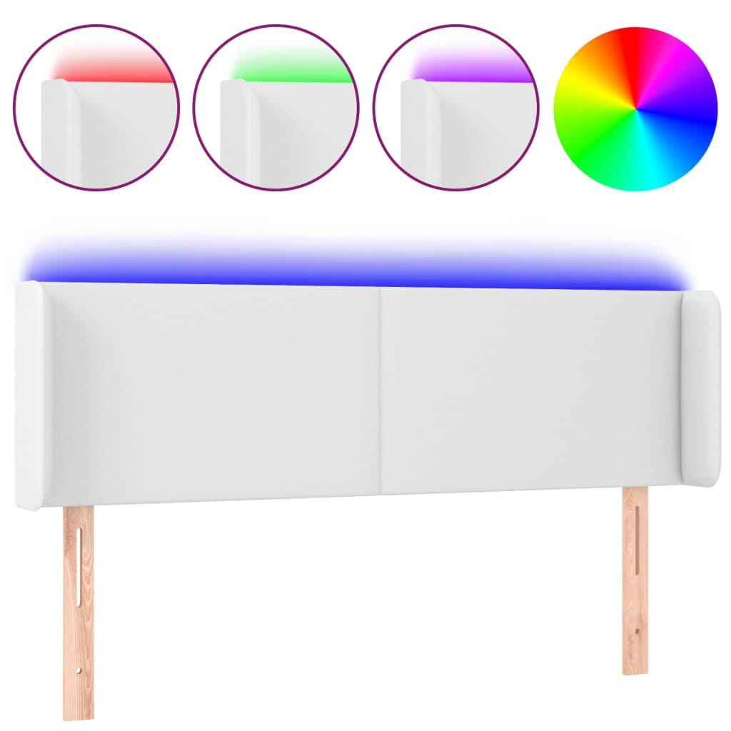 Testiera a LED Bianca 147x16x78/88 cm in Similpelle - homemem39
