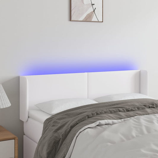 Testiera a LED Bianca 147x16x78/88 cm in Similpelle - homemem39