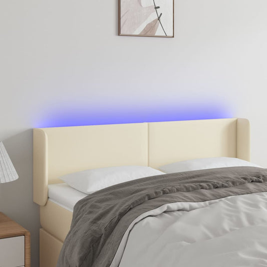 Testiera a LED Crema 147x16x78/88 cm in Similpelle - homemem39
