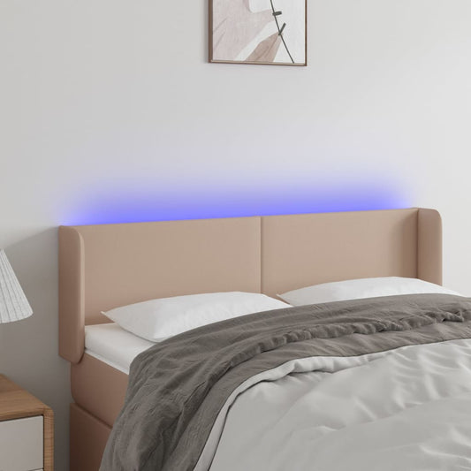 Testiera Cappuccino a LED 147x16x78/88 cm in Similpelle - homemem39