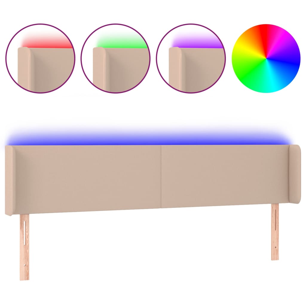 Testiera Cappuccino a LED 163x16x78/88 cm in Similpelle - homemem39
