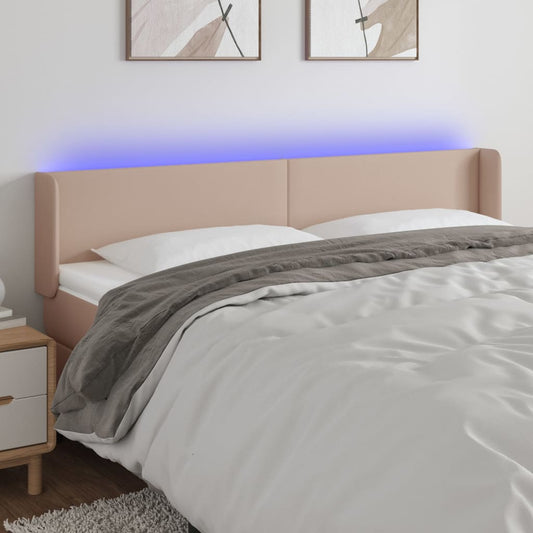 Testiera Cappuccino a LED 163x16x78/88 cm in Similpelle - homemem39