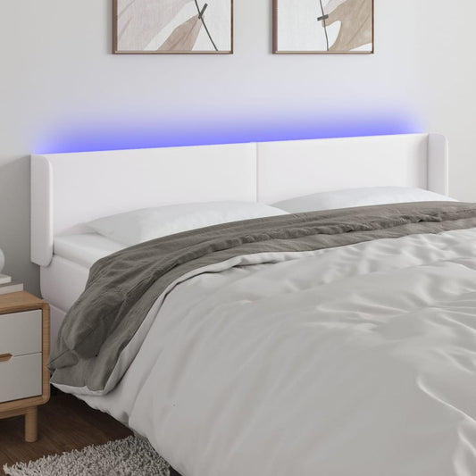 Testiera a LED Bianca 183x16x78/88 cm in Similpelle - homemem39