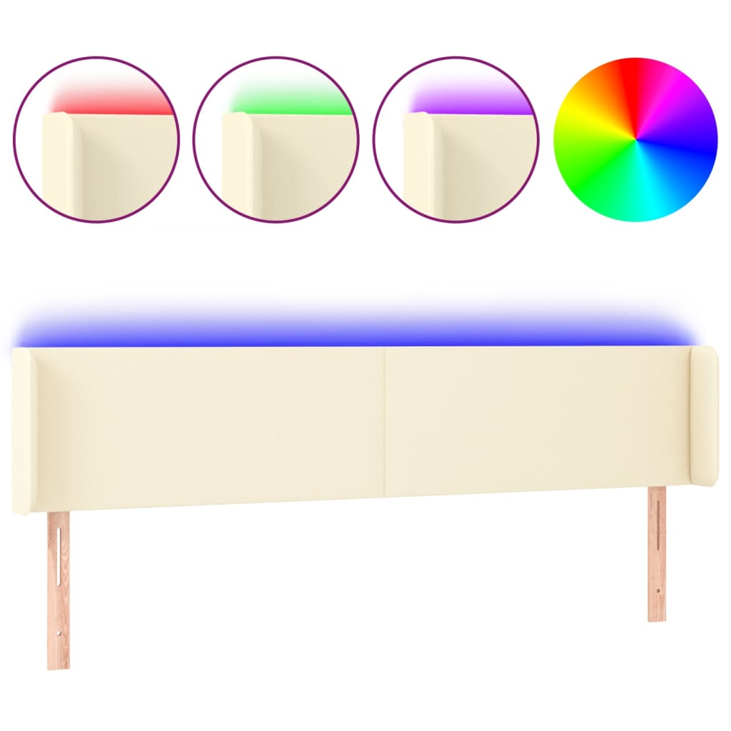Testiera a LED Crema 183x16x78/88 cm in Similpelle - homemem39