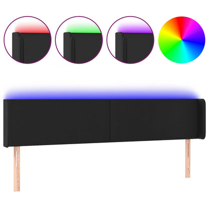 Testiera a LED Nera 203x16x78/88 cm in Similpelle - homemem39