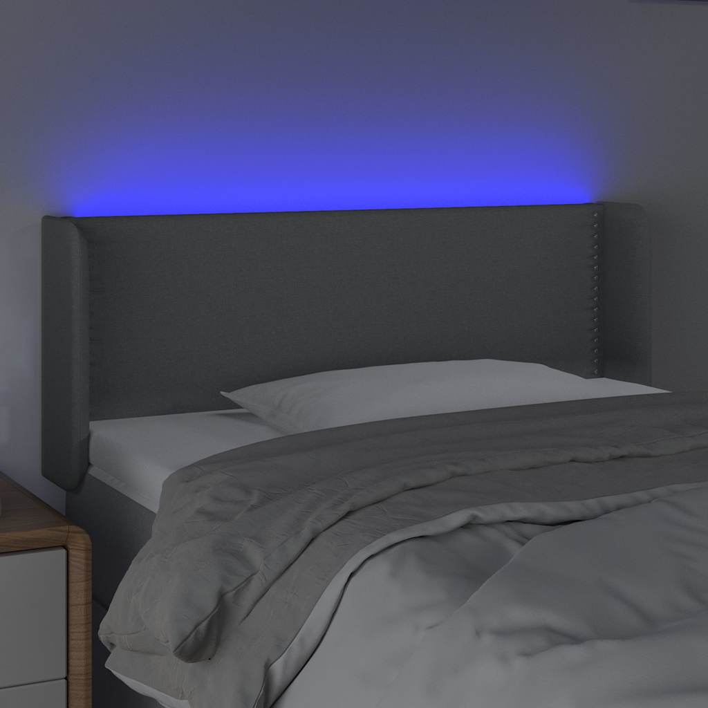 Testiera Grigio Chiaro a LED 83x16x78/88 cm in Tessuto