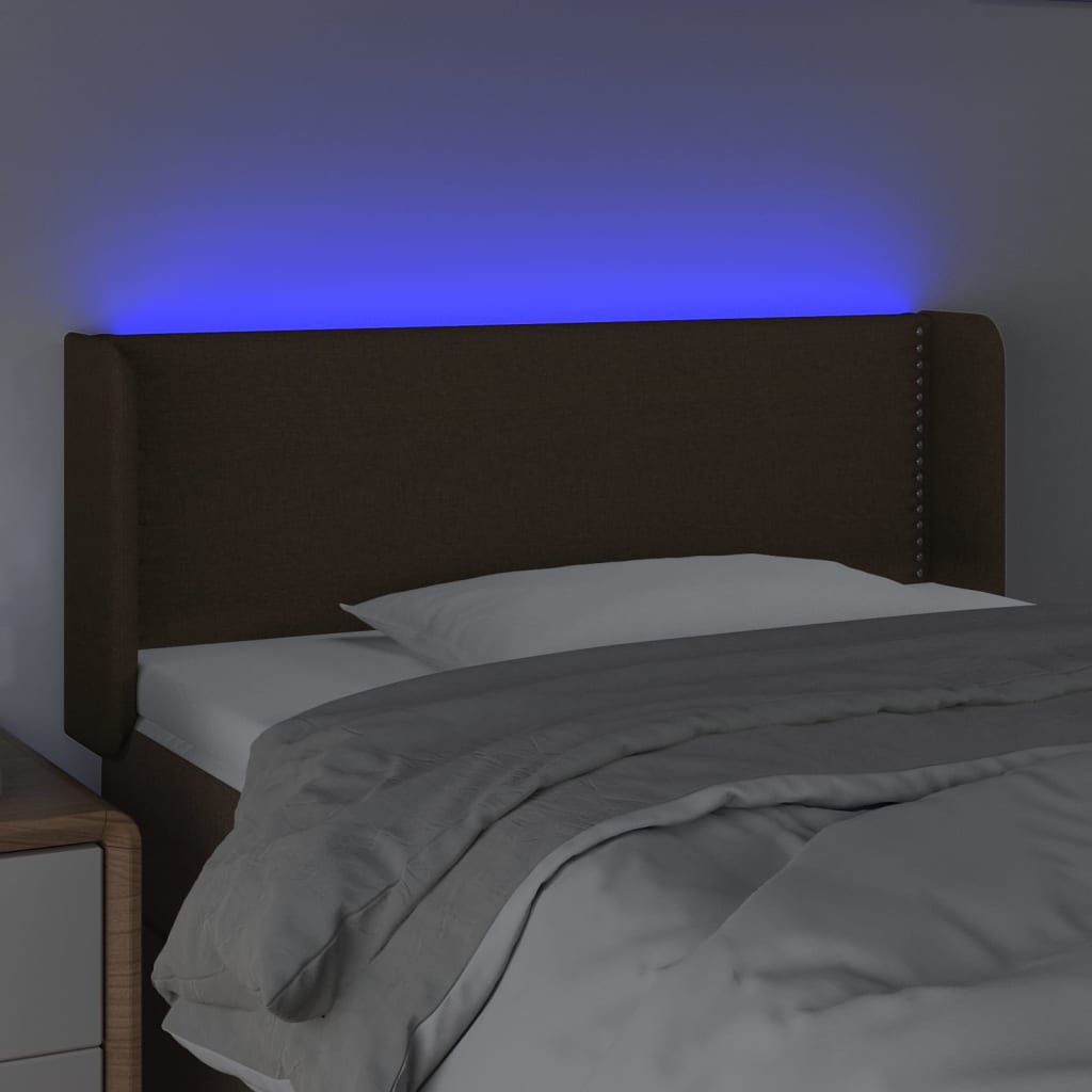 Testiera a LED Marrone Scuro 93x16x78/88 cm in Tessuto - homemem39