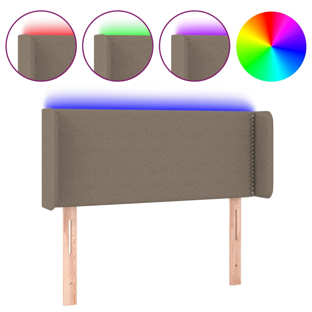 Testiera a LED Tortora 93x16x78/88 cm in Tessuto - homemem39