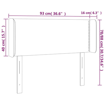 Testiera a LED Tortora 93x16x78/88 cm in Tessuto - homemem39