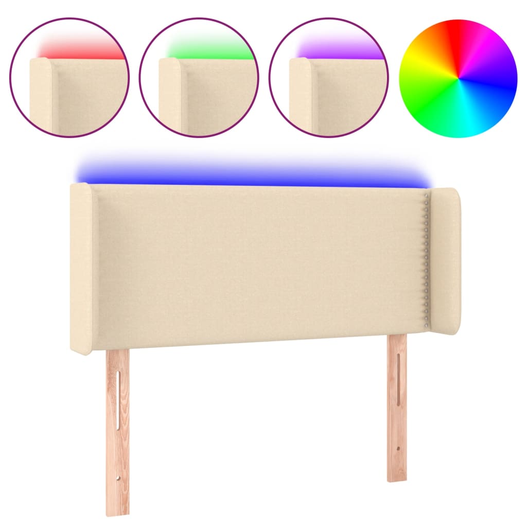 Testiera a LED Crema 103x16x78/88 cm in Tessuto - homemem39
