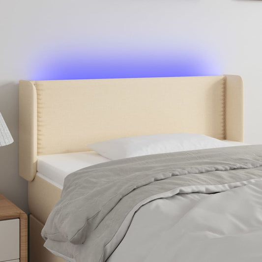 Testiera a LED Crema 103x16x78/88 cm in Tessuto - homemem39